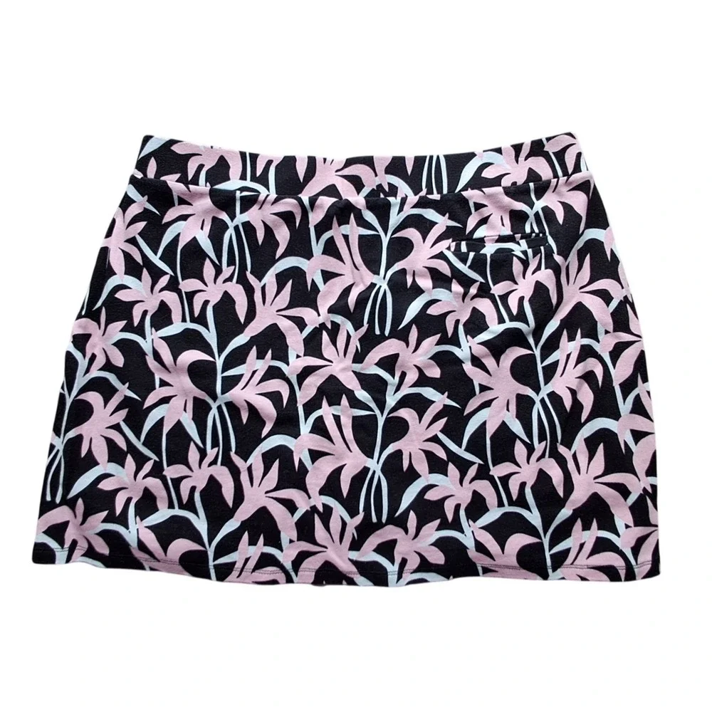 Jones New York Signature Womens Floral Palm Skort Black Pink Size L Active Skirt